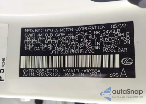 2022 Lexus Ux 200 z USA, uszkodzony, nr VIN JTHP3JBH3N2055230